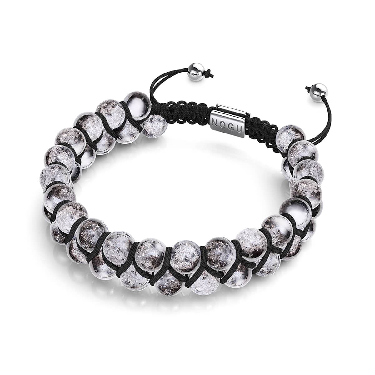 Silber Chrom x Weiß | Glitzerglas Doppelarmband